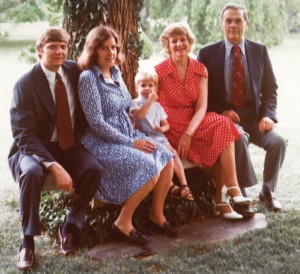 Three generations of the Reveley family in 1976 at Hampden-Sydney College: from left) the president’s parents:W.Taylor Reveley III, president of the College ofWilliam & Mary since 2008, and Helen Reveley; President Reveley as a child; and the president’s late grandparents: Marie Eason Reveley ’40 and W.Taylor Reveley II, president of Hampden-Sydney College from 1963 to 1977.